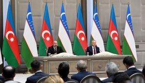 Azərbaycan və Özbəkistan prezidentləri mətbuata bəyanatlarla çıxış ediblər -     FOTO — foto 5
