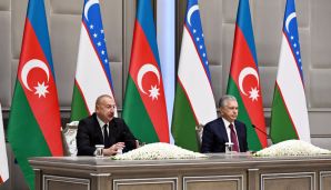 Azərbaycan və Özbəkistan prezidentləri mətbuata bəyanatlarla çıxış ediblər -     FOTO — foto 7