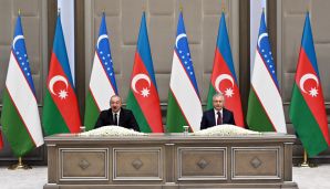 Azərbaycan və Özbəkistan prezidentləri mətbuata bəyanatlarla çıxış ediblər -     FOTO — foto 9
