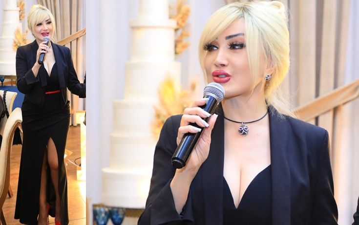 Məleykə Əsədovanın uzun yarıqlı və sinə dekolteli geyimi -     FOTO