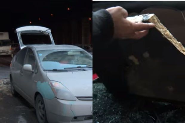 Bakıda körpünün bir hissəsi uçaraq “Prius”u əzib, sürücü xəsarət alıb -     VİDEO