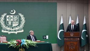 Prezident İlham Əliyev və Baş nazir Məhəmməd Şahbaz Şərif mətbuata bəyanatlarla çıxış ediblər -   FOTO — foto 1