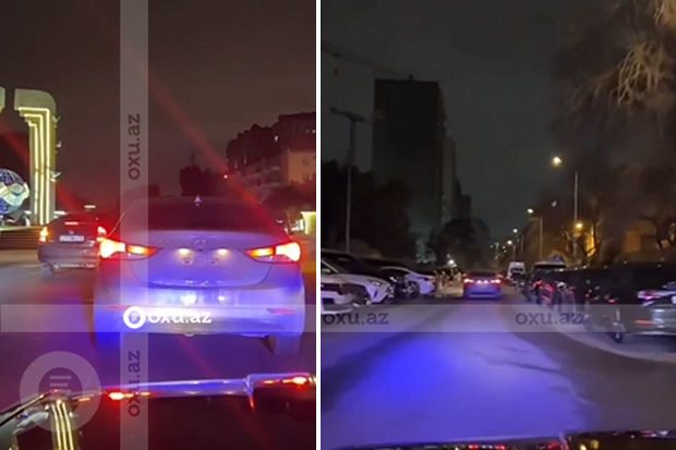 Bakıda tiktoker nömrəsiz avtomobili təqib etdi, özü də qaydaları pozdu -     VİDEO