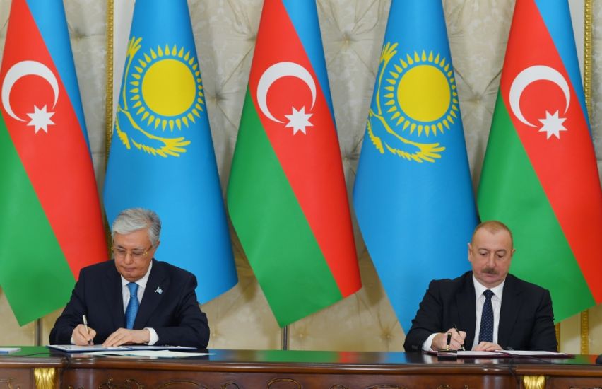 Azərbaycan-Qazaxıstan sənədlərinin imzalanması mərasimi olub -     YENİLƏNDİ - FOTOLAR