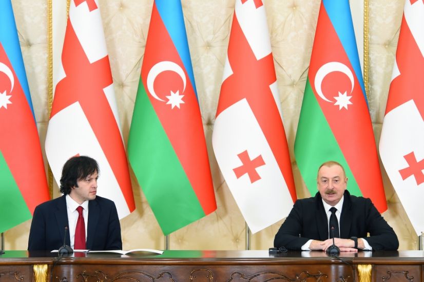 Prezident İlham Əliyev və Baş nazir İrakli Kobaxidze mətbuata bəyanatlarla çıxış ediblər -    FOTOLAR