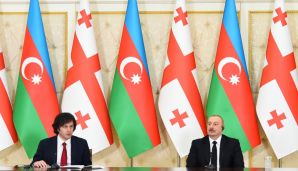 Prezident İlham Əliyev və Baş nazir İrakli Kobaxidze mətbuata bəyanatlarla çıxış ediblər -    FOTOLAR — foto 7