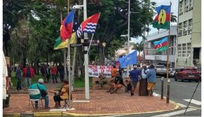 Yeni Kaledoniyada aksiyada Azərbaycan Prezidentinin və "Dəmir Yumruğ"un plakatları qaldırıldı — foto 1