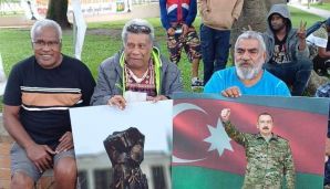 Yeni Kaledoniyada aksiyada Azərbaycan Prezidentinin və "Dəmir Yumruğ"un plakatları qaldırıldı — foto 4