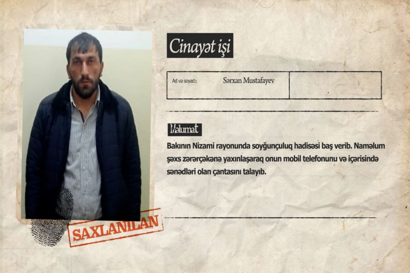 Bakı sakininin telefon və çantasını talayan şəxs tutuldu