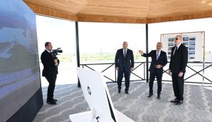 Prezident İlham Əliyev Füzuli rayonunda Köndələnçay su anbarları kompleksinin təmir-bərpadan sonra açılışında iştirak etdi -  VİDEO - FOTO - YENİLƏNDİ — foto 2
