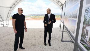 Prezident İlham Əliyev Cəbrayıl rayonunun Böyük Mərcanlı kəndinin təməlini qoydu — foto 1
