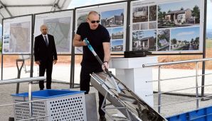 Prezident İlham Əliyev Cəbrayıl rayonunun Böyük Mərcanlı kəndinin təməlini qoydu — foto 2