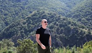 Prezident İlham Əliyev Kəlbəcər şəhərində ikinci yaşayış kompleksinin təməlini qoyub -     FOTO - YENİLƏNDİ — foto 2
