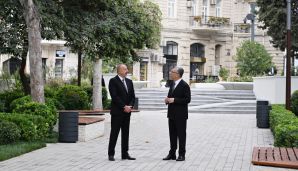 Prezident İlham Əliyev “Xaqani” bağında və ətraf ərazilərdə aparılmış abadlıq-yenidənqurma işlərindən sonra yaradılan şəraitlə tanış oldu -           YENİLƏNDİ — foto 3