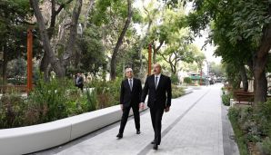 Prezident İlham Əliyev “Xaqani” bağında və ətraf ərazilərdə aparılmış abadlıq-yenidənqurma işlərindən sonra yaradılan şəraitlə tanış oldu -           YENİLƏNDİ — foto 5