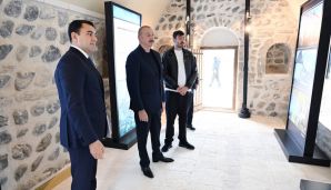 Prezident İlham Əliyev Ağdam şəhərində İmarət Kompleksinin bərpadan sonra açılışında iştirak etdi -   FOTO - YENİLƏNDİ — foto 11