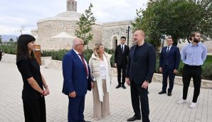 Prezident İlham Əliyev Ağdam şəhərində İmarət Kompleksinin bərpadan sonra açılışında iştirak etdi -   FOTO - YENİLƏNDİ — foto 17