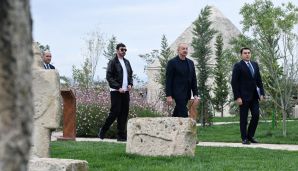 Prezident İlham Əliyev Ağdam şəhərində İmarət Kompleksinin bərpadan sonra açılışında iştirak etdi -   FOTO - YENİLƏNDİ — foto 6