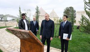 Prezident İlham Əliyev Ağdam şəhərində İmarət Kompleksinin bərpadan sonra açılışında iştirak etdi -   FOTO - YENİLƏNDİ — foto 7