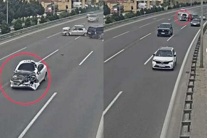 Aeroport şosesində qəza:     3 avtomobil toqquşdu