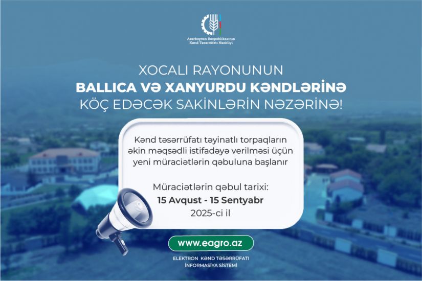 Xocalının Xanyurdu və Ballıca kənd sakinlərinə torpaq icarəsi üçün müraciət qəbulu başladı