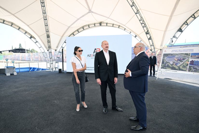 Prezident Gəncədə bazalt məhsullarının istehsalı müəssisəsinin təməlini qoyub -     FOTO - YENİLƏNDİ