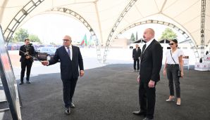 Prezident Gəncədə bazalt məhsullarının istehsalı müəssisəsinin təməlini qoyub -     FOTO - YENİLƏNDİ — foto 1