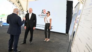 Prezident Gəncədə bazalt məhsullarının istehsalı müəssisəsinin təməlini qoyub -     FOTO - YENİLƏNDİ — foto 2