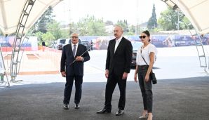 Prezident Gəncədə bazalt məhsullarının istehsalı müəssisəsinin təməlini qoyub -     FOTO - YENİLƏNDİ — foto 3