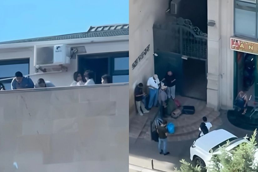 Bakıda ərəb turistlər insanların başına butulka atırlar
