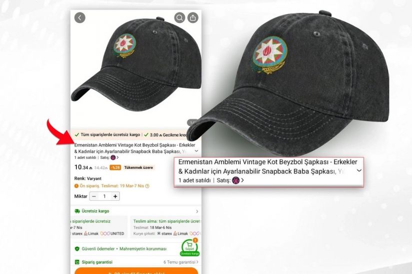 Azərbaycan gerbi, Ermənistan adı -   "Temu"dan QALMAQALLI MƏHSUL