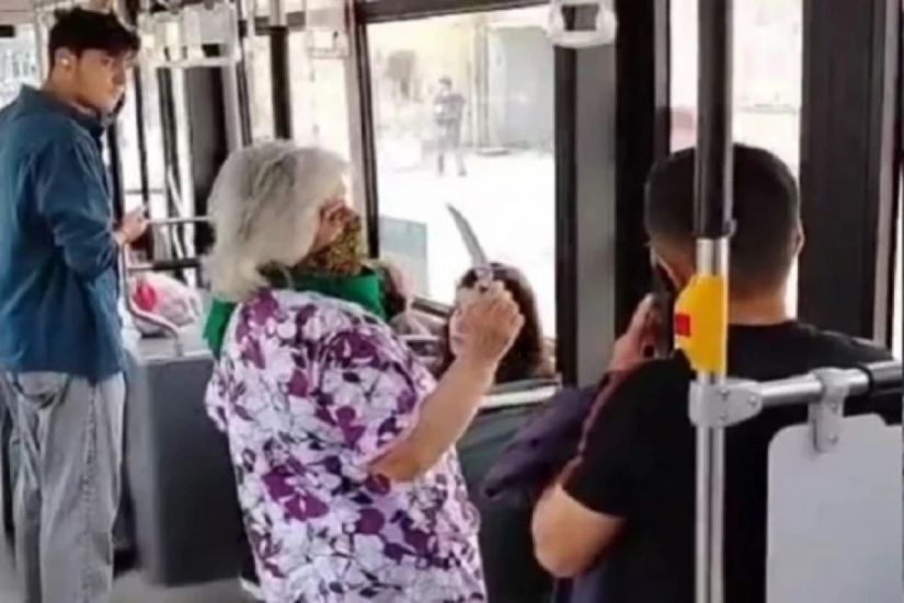 Bakıda avtobusda kəsici alətlə qeyri-adekvat hərəkətlər edən qadın saxlanıldı
