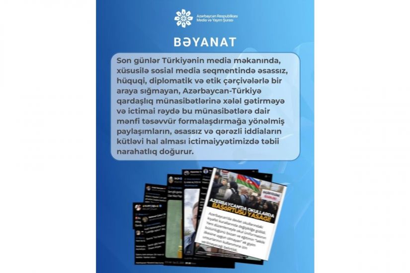 Türkiyə mediasında Azərbaycana qarşı əsassız və qərəzli iddialar kütləvi hal alıb -   BƏYANAT